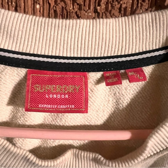 Superdry Heraldy Oversized Crew Rice White Sweatshirt Medium - Picture 4 of 5
